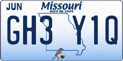 MO license plate GH3Y1Q