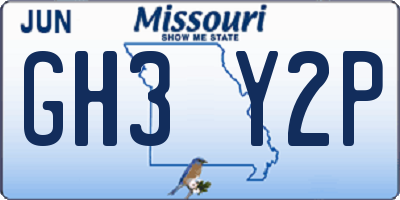 MO license plate GH3Y2P