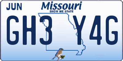 MO license plate GH3Y4G