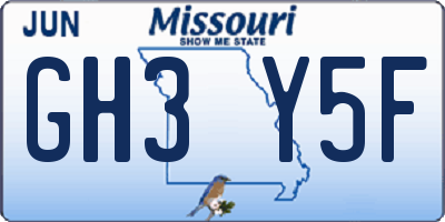 MO license plate GH3Y5F