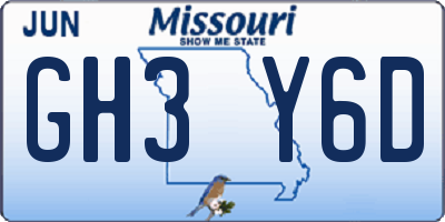 MO license plate GH3Y6D