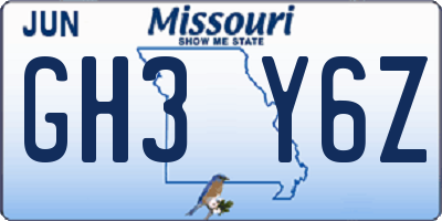 MO license plate GH3Y6Z