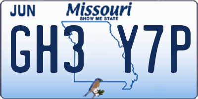 MO license plate GH3Y7P