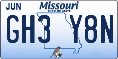 MO license plate GH3Y8N