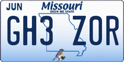MO license plate GH3Z0R