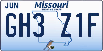 MO license plate GH3Z1F