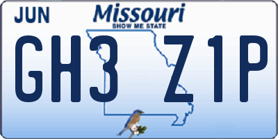 MO license plate GH3Z1P