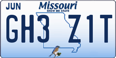 MO license plate GH3Z1T