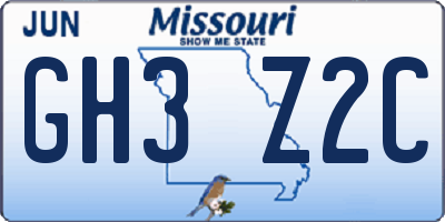 MO license plate GH3Z2C