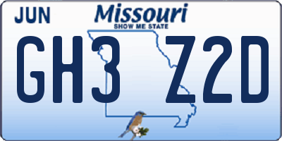 MO license plate GH3Z2D