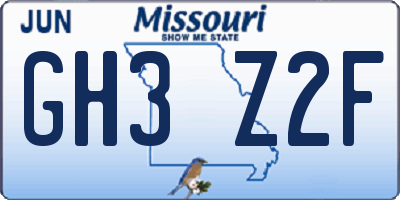 MO license plate GH3Z2F