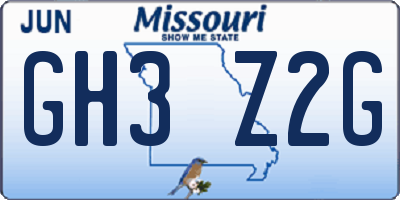MO license plate GH3Z2G