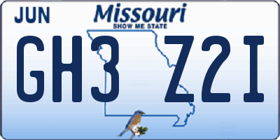 MO license plate GH3Z2I