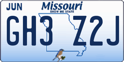 MO license plate GH3Z2J