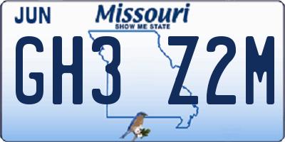 MO license plate GH3Z2M