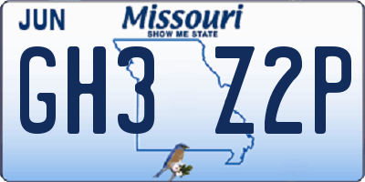 MO license plate GH3Z2P
