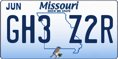 MO license plate GH3Z2R