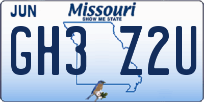 MO license plate GH3Z2U