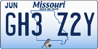MO license plate GH3Z2Y