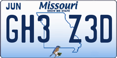 MO license plate GH3Z3D