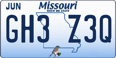 MO license plate GH3Z3Q