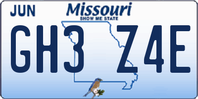 MO license plate GH3Z4E