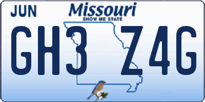 MO license plate GH3Z4G