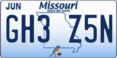 MO license plate GH3Z5N