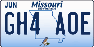 MO license plate GH4A0E