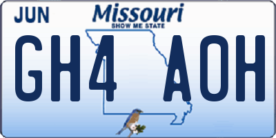 MO license plate GH4A0H