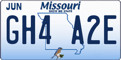 MO license plate GH4A2E