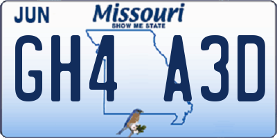 MO license plate GH4A3D