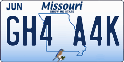 MO license plate GH4A4K