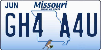 MO license plate GH4A4U