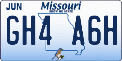 MO license plate GH4A6H