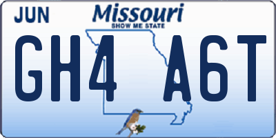 MO license plate GH4A6T