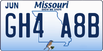 MO license plate GH4A8B