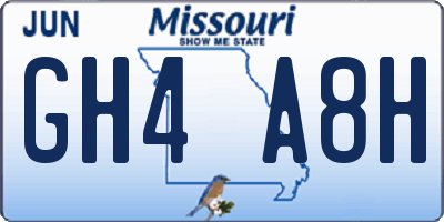 MO license plate GH4A8H