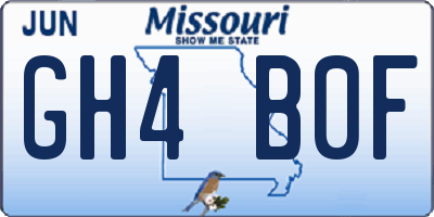 MO license plate GH4B0F