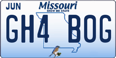 MO license plate GH4B0G