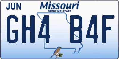 MO license plate GH4B4F