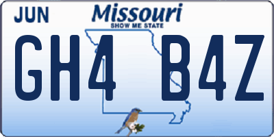 MO license plate GH4B4Z