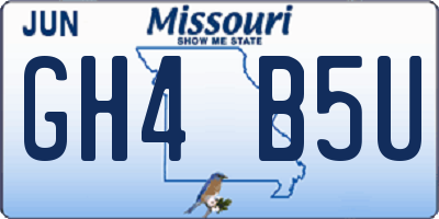 MO license plate GH4B5U