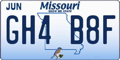 MO license plate GH4B8F