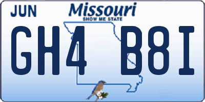 MO license plate GH4B8I
