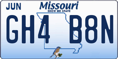 MO license plate GH4B8N