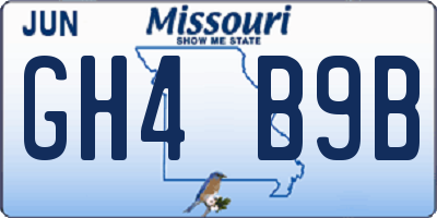 MO license plate GH4B9B