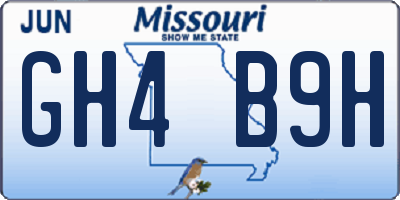 MO license plate GH4B9H