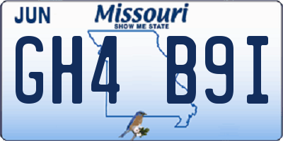 MO license plate GH4B9I