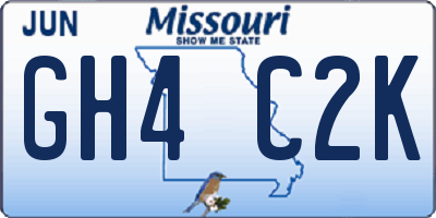 MO license plate GH4C2K
